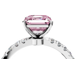 White gold Fancy Pink Asscher  Solitaire Diamond Pavé Band with Four-Prong Setting_4
