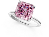 White gold Fancy Pink Asscher  Solitaire Diamond Ring with 4-Prong Setting on a Classic Band_4