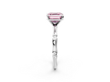 White gold Fancy Pink Asscher  Solitaire Diamond Ring with Bamboo Band and Four-Prong Setting_19