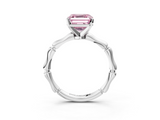 White gold Fancy Pink Asscher  Solitaire Diamond Ring with Bamboo Band and Four-Prong Setting_20