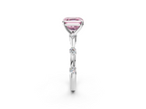 White gold Fancy Pink Asscher  Solitaire Diamond Ring with Bezel Set Side Stones and Prong Setting_2