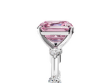 White gold Fancy Pink Asscher  Solitaire Diamond Ring with Bezel Set Side Stones and Prong Setting_5