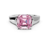 White gold Fancy Pink Asscher  Solitaire Diamond Ring with Cathedral Band and Four-Prong Setting_83