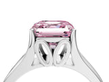 White gold Fancy Pink Asscher  Solitaire Diamond Ring with Cathedral Band and Four-Prong Setting_87