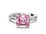 White gold Fancy Pink Asscher  Solitaire Diamond Ring with Channel-Set Baguette Band and Four-Prong Setting_17