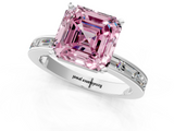 White gold Fancy Pink Asscher  Solitaire Diamond Ring with Channel-Set Baguette Band and Four-Prong Setting_17