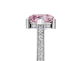 White gold Fancy Pink Asscher  Solitaire Diamond Ring with Channel Set Band and Bezel Prong Setting_61