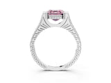 White gold Fancy Pink Asscher  Solitaire Diamond Ring with Channel Set Band and Bezel Prong Setting_64