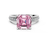 White gold Fancy Pink Asscher  Solitaire Diamond Ring with Channel Set Band and Six-Prong Setting_46