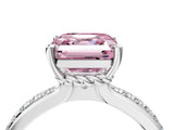 White gold Fancy Pink Asscher  Solitaire Diamond Ring with Channel Set Band and Six-Prong Setting_50