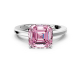 White gold Fancy Pink Asscher  Solitaire Diamond Ring with Four-Prong Setting and Classic Band_20