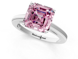 White gold Fancy Pink Asscher  Solitaire Diamond Ring with Four-Prong Setting and Classic Band_21