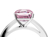 White gold Fancy Pink Asscher  Solitaire Diamond Ring with Four-Prong Setting and Classic Band_24