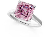 White gold Fancy Pink Asscher  Solitaire Diamond Ring with Four-Prong Setting and Tapered Band 1