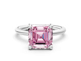 White gold Fancy Pink Asscher  Solitaire Diamond Ring with Four-Prong Setting on a Plain Band_55