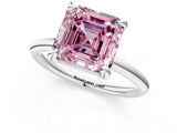 White gold Fancy Pink Asscher  Solitaire Diamond Ring with Four-Prong Setting on a Plain Band_55