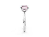 White gold Fancy Pink Asscher  Solitaire Diamond Ring with Four-Prong Setting on a Plain Band_57