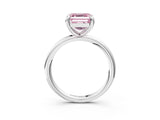 White gold Fancy Pink Asscher  Solitaire Diamond Ring with Four-Prong Setting on a Plain Band_58