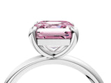White gold Fancy Pink Asscher  Solitaire Diamond Ring with Four-Prong Setting on a Plain Band_58