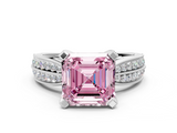 White gold Fancy Pink Asscher  Solitaire Diamond Ring with Milgrain Pavé Band and Four-Prong Setting_54