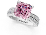 White gold Fancy Pink Asscher  Solitaire Diamond Ring with Milgrain Pavé Band and Four-Prong Setting_55