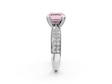 White gold Fancy Pink Asscher  Solitaire Diamond Ring with Milgrain Pavé Band and Four-Prong Setting_56