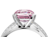 White gold Fancy Pink Asscher  Solitaire Diamond Ring with Milgrain Pavé Band and Four-Prong Setting_57