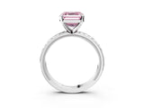 White gold Fancy Pink Asscher  Solitaire Diamond Ring with Milgrain and Black Enamel X Pattern Band_49