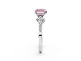 White gold Fancy Pink Asscher  Solitaire Diamond Ring with Pavé Band and Four-Prong Setting_2