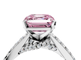 White gold Fancy Pink Asscher  Solitaire Diamond Ring with Pavé Band and Four-Prong Setting_4
