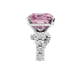 White gold Fancy Pink Asscher  Solitaire Diamond Ring with Pavé Band and Four-Prong Setting_5