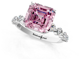 White gold Fancy Pink Asscher  Solitaire Diamond Ring with Pave Band and Four-Prong Setting_18