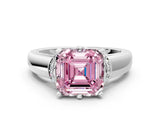 White gold Fancy Pink Asscher  Solitaire Diamond Ring with Pave Band and Six-Prong Setting_29