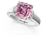 White gold Fancy Pink Asscher  Solitaire Diamond Ring with Pave Band and Six-Prong Setting_31