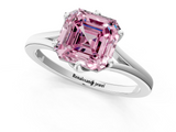 White gold Fancy Pink Asscher  Solitaire Diamond Ring with Six-Prong Setting and Tapered Band_18