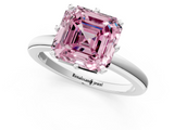 White gold Fancy Pink Asscher  Solitaire Diamond Ring with Six-Prong Setting on a Classic Band_104