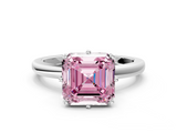 White gold Fancy Pink Asscher  Solitaire Diamond Ring with Six-Prong Setting on a Classic Band_96