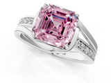 White gold Fancy Pink Asscher  Solitaire Diamond Ring with Split Shank and Prong Setting_1