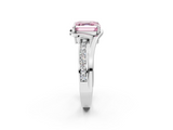 White gold Fancy Pink Asscher  Solitaire Diamond Ring with Split Shank and Prong Setting_2