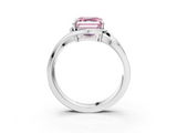 White gold Fancy Pink Asscher  Solitaire Diamond Ring with Split Shank and Prong Setting_3