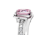 White gold Fancy Pink Asscher  Solitaire Diamond Ring with Split Shank and Prong Setting_5