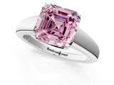 White gold Fancy Pink Asscher  Solitaire Diamond Ring with Tapered Band and Four-Prong Setting_67