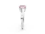 White gold Fancy Pink Asscher  Solitaire Diamond Ring with Tapered Band and Four-Prong Setting_68
