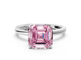 White gold Fancy Pink Asscher  Solitaire Diamond Ring with Thin Band and Four-Prong Setting_20