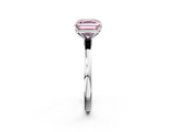 White gold Fancy Pink Asscher  Solitaire Diamond Ring with Thin Band and Four-Prong Setting_22