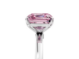 White gold Fancy Pink Asscher  Solitaire Diamond Ring with Thin Band and Four-Prong Setting_25