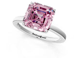 White gold Fancy Pink Asscher  Solitaire Diamond Ring with Thin Band and Four-Prong Setting_49