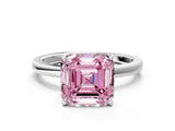 White gold Fancy Pink Asscher  Solitaire Diamond Ring with Thin Band and Four-Prong Setting_72