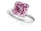 White gold Fancy Pink Asscher  Solitaire Diamond Ring with Thin Band and Four-Prong Setting_73