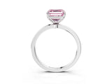 White gold Fancy Pink Asscher  Solitaire Diamond Ring with Thin Band and Four-Prong Setting_75